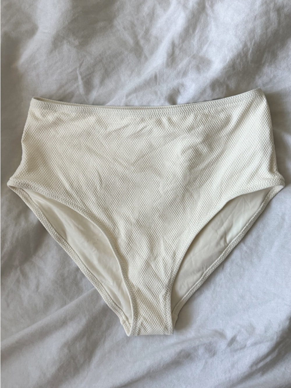 High-Waist Textured Bikini Bottoms